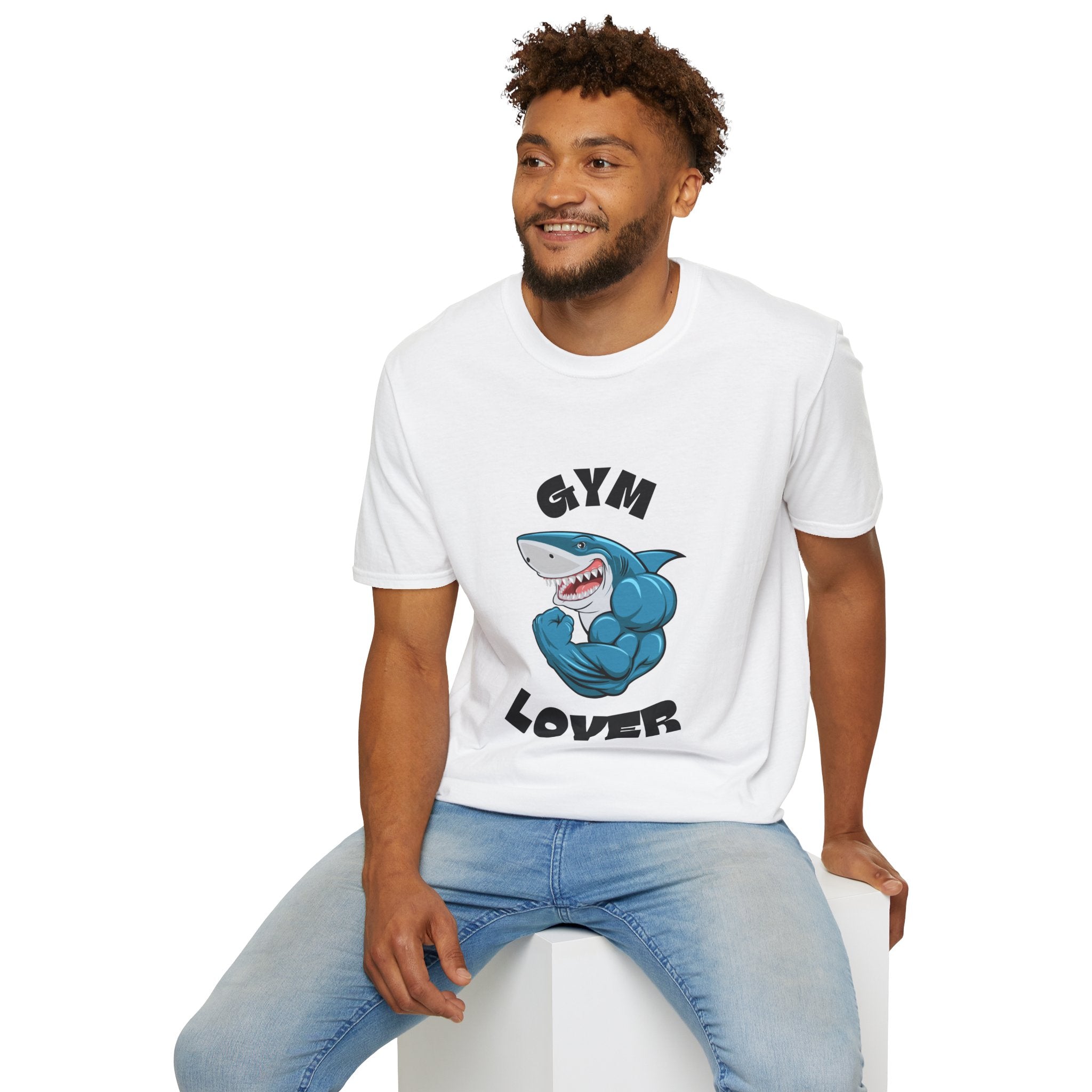 Gym Lover Shark T-Shirt, Fitness Apparel, Workout Shirt, Activewear, Gift for Gym Enthusiasts, Shark Design Tee
