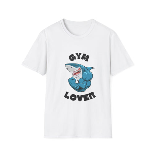 Gym Lover Shark T-Shirt, Fitness Apparel, Workout Shirt, Activewear, Gift for Gym Enthusiasts, Shark Design Tee